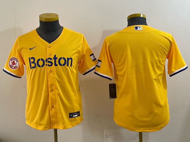 Youth Boston Red Sox blank yellow 2025 Nike MLB Jersey 05->youth mlb jersey->Youth Jersey